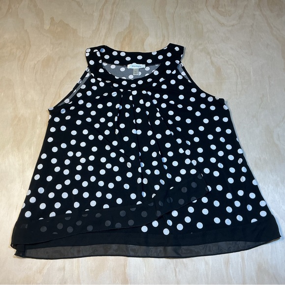 Dress Barn Black and White Polka Dot Blouse - Picture 1 of 8